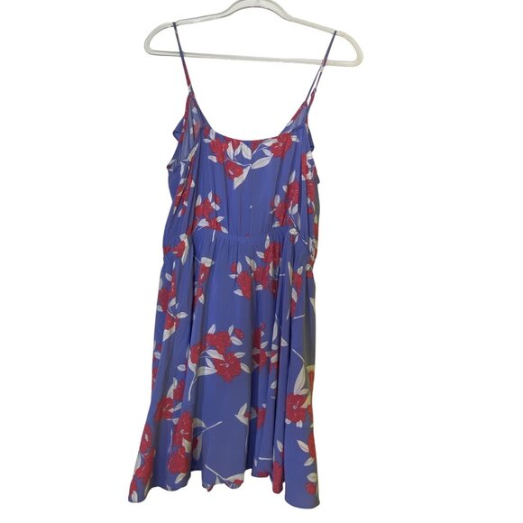 Express Vintage Floral Ruffle Blue Dress Size Large Boho western Feminine Sexy - Picture 2 of 8